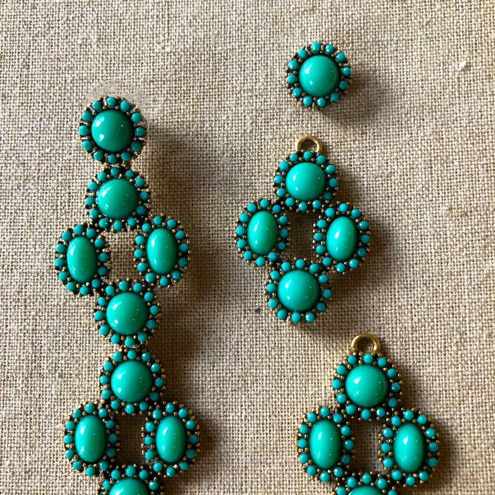 Stella & Dot TurquoiseSardinia 3 in 1 Earrings New Retired